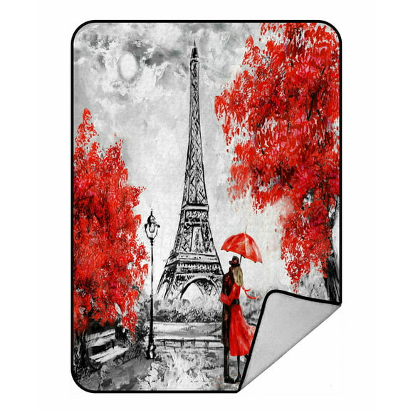 Home/Travel/Camping Applicable Moslion Soft Cozy Throw Blanket Watercolor Painting Paris Eiffel Tower Fuzzy Couch/Bed Blanket for Adult/Youth Polyester 30 X 40 Inches 